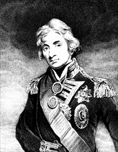 British admiral,1758-1805, lord horatio viscount nelson. british flag officer in the royal navy. he served also in the battle of the nile ,killed in trafalgar battle. 1854