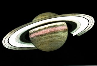 Planet saturn and its rings, observed and drawn on december 30th, 1874 by l. trouvelot ( book ' the sky by a. guillemin ) 1877
