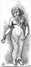 Lakshmi, hindu godess of the wealth and abundance, wife of vishnu 1885 publisher: le t du monde 1885