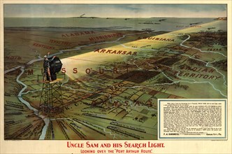 Uncle Sam and his search light looking over the "Port Arthur route". 1896