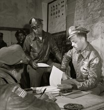 Tuskegee airmen Woodrow W. Crockett and Edward C. Gleed, Ramitelli, Italy, March 1945