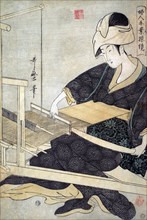 Woman Seated with a hand loom