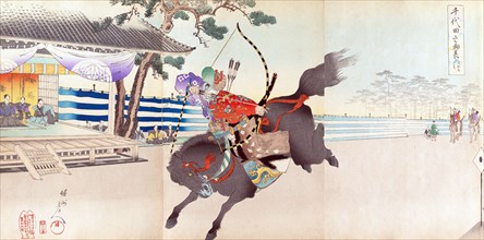 Archer on horseback diisplays ihis skill for the shogun