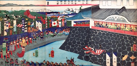 Hideyoshi and His Troops Leaving Nagoya Camp