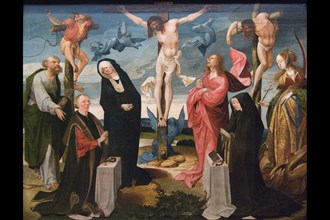 The Crucifixion with Donors and Saints Peter and Margaret,