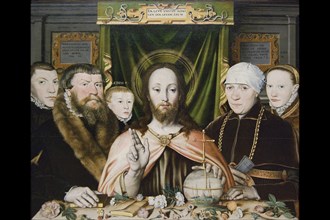 Christ Blessing, Surrounded by a Donor and His Family (Triptych of a Protestant Family), ca. 1575–80