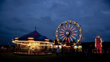 Nighttime Ferris Wheel & Merry Go Round