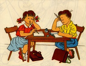 Boy & Girl do homework