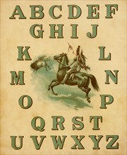 Railroad ABC Indian mounted on horse with full alphabet