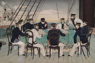 Sino-Japanese War: Naval Officers Discussing Strategy to Be Used in the War against China, 1894