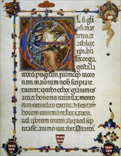 Legend and craft of Saint George. Represented as medieval copyist. 14th century.