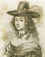 Christina, Queen of Sweden (1626-1689). Portrait. Engraving.
