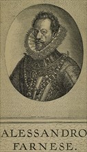 Alexander Farnese (1545-1592). Duke of Parma. Governor of the Spanish Nedtherlands (1578-1592).  Engraving.