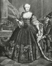 Elisabeth Christine of Brunswick-Wolfenbuttel-Bevern (1715-1797). Queen of Prussia. Spouse of Frederick the Great.  Engraving.