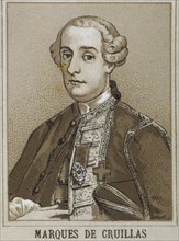 Joaquin de Montserrat (1700-1771). Spanish viceroy. Portrait. Engraving.