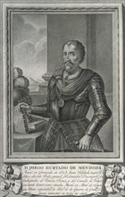 Diego Hurtado de Mendoza y Pacheco (1503 â€“ 1575). Spanish writer, diplomat, historian, and governor of Granada. Engraving.