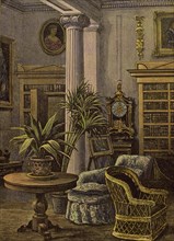 Bourgeois house. Sitting room. 19th century. Engraving by Gascoine, 1885. Colored.