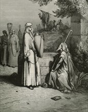 Rebecca and Eliezer at the well.