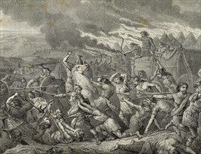 Roman conquest of Hispania. Battle between Celtiberian and Roman troops under Cayo Calpurnio Pison.