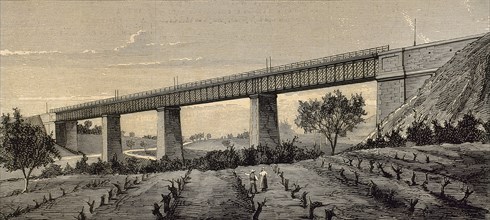New iron bridge in the railroad from Granollers to San Juan de las Abadesas.