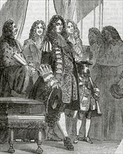 Philippe II of Orleans as a Regent with Louis XV in the Parliament.