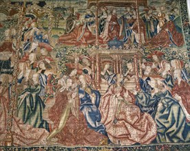 Tapestry of the Serie History of Joseph in Egypt depicting the Exaltation of Joseph.