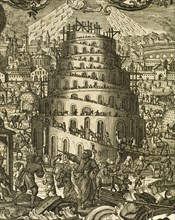 The Tower of Babel. Engraving.