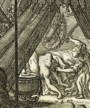 Judith beheading Holofernes. Engraving.