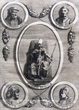 Moctezuma II, Hernan Cortes, Pedro de Alvarado, Gonzalo de Sandoval and Olid.