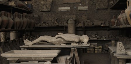 Pompeii. Plaster cast of human remains.