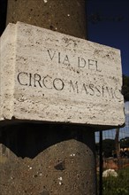 Poster with inscription of the Via Circo Massimo.