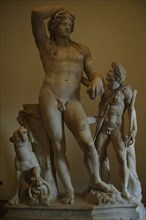 Statue of Dionysus with Panther and Satyr.