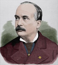 Joaquim Tom‚a`o¨¬8s Lobo de Avila (1822-1901), known as Conde de Valbom. Portuguese politician and diplomat. Engraving, 1877. Colored.