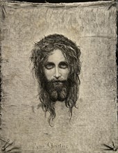 Gabriel Cornelius Ritter von Max (1840-1915). Austrian painter. Christ's face.1874. Engraving by A. Reculski.