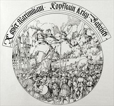War of the Succession of Landshut (1503-1505). Siege of Kufstein (1505). Engraving.
