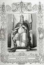 Pope Martin I (d. 655). Engraving.