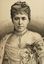 Maria Christina of Austria (1858-1929). Queen of Spain. Second wife of King Alfonso XII. Engraving,1892.