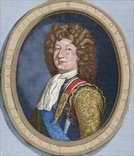 Louis of France (1661-1711). Engraving. Colored.