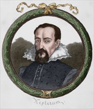 Johannes Kepler (1571-1630). Engraving. Colored.