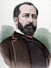 Eleuterio Maisonnave y Cutayar (1840 - 1890). Spanish politician Colored engravin by Carretero, 1890.
