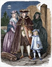 Escape of Louis XVI (1754-1793) and his family, 1791. Engraving. Colored.