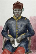 Gabasheane Masupha (1903-1941). Chief of Basotho. Engraving. Colored.