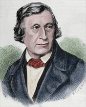 Wilhelm Grimm (1786-1859). German author. Portrait. Engraving. Colored.