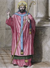 Maximus the Confessor (580-662). Christian monk, theologian, and scholar. Engraving. Colored.