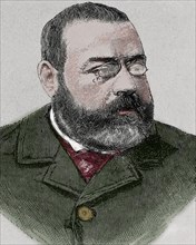 Josep Feliu i Codina (1845-1897). Catalan journalist and novelist . Engraving. Colored.