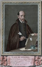 Luis de Gongora (1561-1627). Spanish Baroque lyric poet. Engraving. Colored.