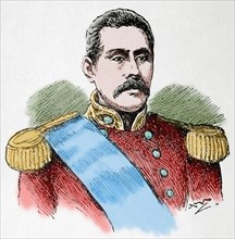 Susuga Malietoa Laupepa (1841-1898). Ruler of Samoa. Engraving. Colored.