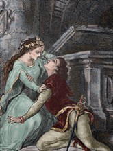 William Shakespeare (1564-1616). English writer. Romeo and Juliet. Death of Romeo. Engraving, Colored.