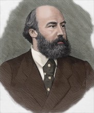 Ricardo Augusto Pereira Guimaraes (1830-1889). Portuguese writer, journalist and politician. Portrait. Engraving. Colored.