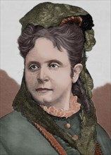 Carolina Civili. Italian actress born in Florence. Portrait. Engraving. Colored.
